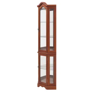 Corner Curio Cabinet With Lights, Adjustable Tempered Glass Shelves, Mirrored Back, Display Cabinet 
