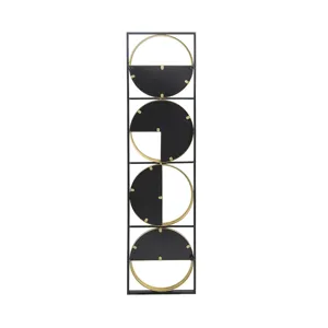 Eclectic Styling Metal Beaded Wall Mirror With Contemporary Design For Bedroom, Liveroom - Golden Bl