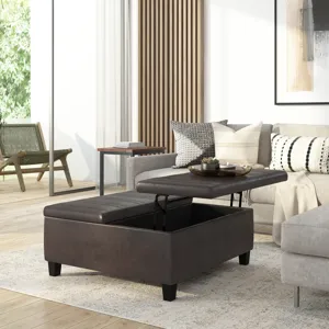 Ellis - Coffee Table Storage Ottoman - Distressed Brown