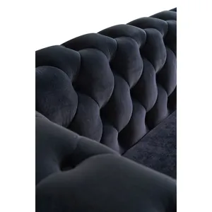 Modern Tufted Velvet Sofa For Living Room - Black
