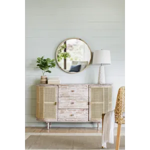 TV Console With Cane Doors - Multicolor