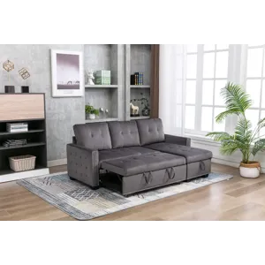 Reversible Sectional Storage Sleeper Sofa Bed, L-Shape 2 Seat Sectional Chaise With Storage, Skin-Fe