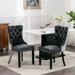 Nikki - Modern, High-End Tufted Solid Wood Contemporary PU And Velvet Upholstered Dining Chair With 