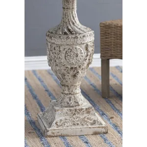 Antique Round Wood Table - Antique White / Gray
