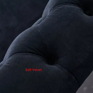 Chesterfield - Velvet Sofa 84.65\" For Living Room - Black