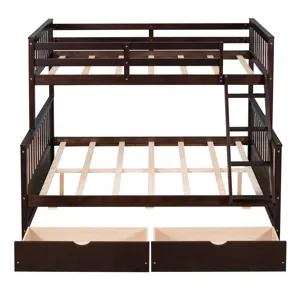 Twin Over Full Bunk Bed With Ladders And Two Storage Drawers - Espresso
