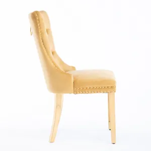 Nikki - Modern, High-End Tufted Solid Wood Contemporary Velvet Upholstered Dining Chair With Golden 