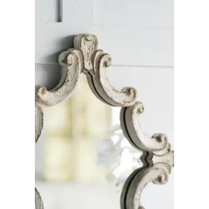 Artistic Diamond Scrollwork Mirror, Home Accent Mirror For Living Room, Entryway - Antique White
