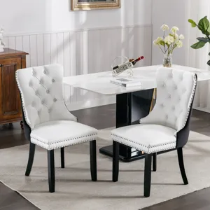 Nikki - Modern, High-End Tufted Solid Wood Contemporary PU And Velvet Upholstered Dining Chair With 