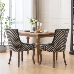 Ultra Side Dining Chair, Thickened Fabric Chairs With Neutrally Toned Solid Wood Legs, Bronze Nail H