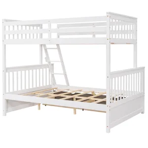 Twin Over Full Bunk Bed With Ladders And Two Storage Drawers - White