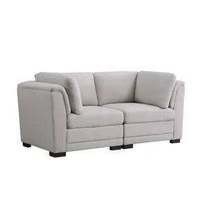 Kristin - Linen Fabric Loveseat - Light Gray