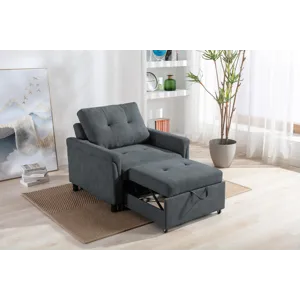 Hannah - Woven Convertible Armchair - Dark Gray