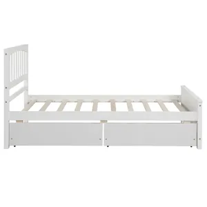 Twin Size Platform Bed With Two Drawers - White