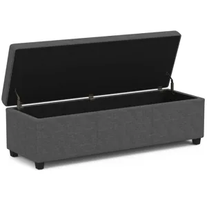 Avalon - Extra Large Storage Ottoman Bench - Slate Grey