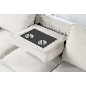 Estelle - Fabric Reversible Sleeper Sectional With Storage Chaise Drop-Down Table 2 Cup Holders And 