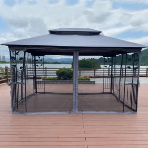 Outdoor Patio Gazebo Canopy Tent With Ventilated Double Roof And Mosquito Net (Detachable Mesh Scree