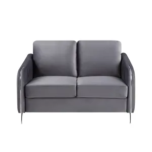 Hathaway - Velvet Modern Chic Loveseat Couch - Gray