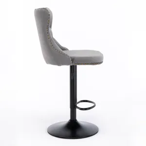 Swivel Velvet Barstools Adjusatble Seat Height , Modern Upholstered Bar Stools With Backs Comfortabl