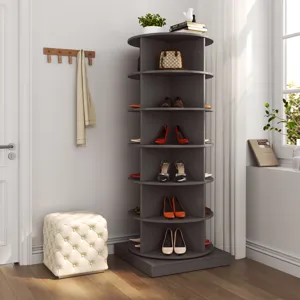 360 Rotating Shoe Cabinet 6 Layers - Gray