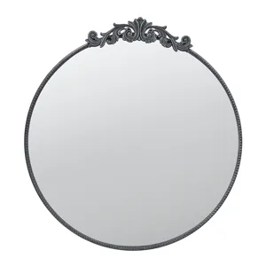 Classic Design Mirror With Round Shape And Baroque Inspired Frame For Bathroom, Entryway, Console Le