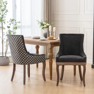 Ultra Side Dining Chair, Thickened Fabric Chairs With Neutrally Toned Solid Wood Legs, Bronze Nail H