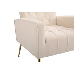 Modern Accent Chair With Ottoman, Comfy Armchair For Living Room, Bedroom, Apartment, Office - Beige