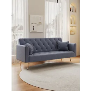 Convertible Double Folding Living Room Sofa Bed - Gray