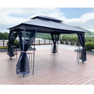 Outdoor Patio Gazebo Canopy Tent With Ventilated Double Roof And Mosquito Net (Detachable Mesh Scree