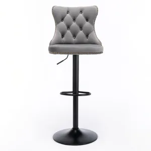 Swivel Velvet Barstools Adjusatble Seat Height , Modern Upholstered Bar Stools With Backs Comfortabl