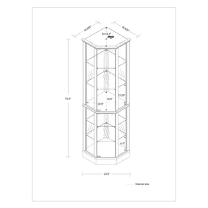 6 Shelf Lighted Corner Curio Cabinet With Adjustable Tempered Glass Shelves And Mirror Back (E26 Light Bulb Not Included) - Walnut