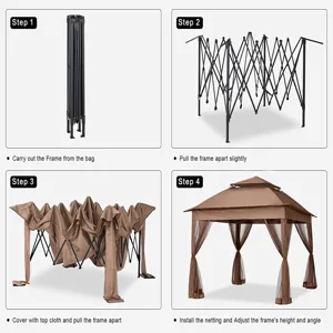 Outdoor 11X 11Ft Pop Up Gazebo Canopy With Removable Zipper Netting, 2 Tier Soft Top Event Tent, Sui