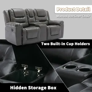 2 Seater Home Theater Recliner Manual Recliner Chair With A Storage Box And Two Cup Holders For Livi