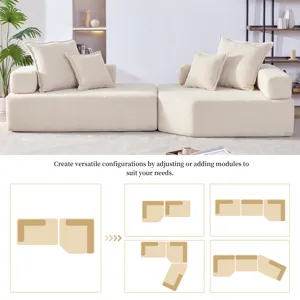 Oversized Modular Sectional Sofa, Luxury Boucle Floor Couch Set, Convertible Sleeper Couch, Spacious