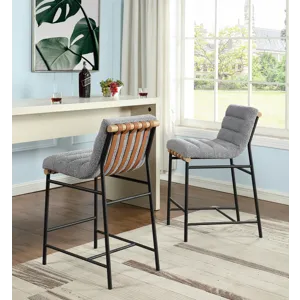 Lahni - 17.Boucle Fabric Counter Height Chair - Gray