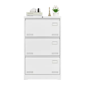 Filing Cabinet Lateral File Cabinet With Lock, 3 Drawer - White