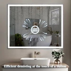 LED Bathroom Vanity Mirror, Wall Mounted Adjustable White / Warm / Natural Lights Anti-Fog Touch Swi