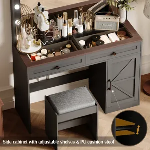 Makeup Vanity Table, Makeup Table With Large Mirror And 11 LED Light, Brightness Adjustable, Dressin