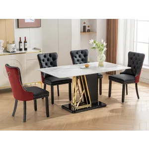 Nikki - Modern, High-End Tufted Solid Wood Contemporary PU And Velvet Upholstered Dining Chair With 
