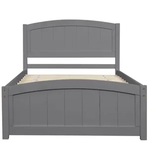 Twin Platform Bed With Headboard, Footboard And Wood Slat Support - Gray