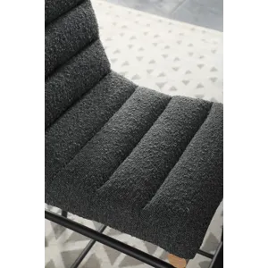 Lahni - 17.Boucle Fabric Counter Height Chair - Dark Gray