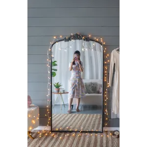 Full Length Mirror, Arched Mirror Hanging Or Leaning Against Wall, Large Mirror For Living Room - Bl