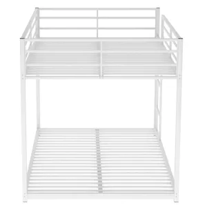 Full Over Full Metal Bunk Bed, Low Bunk Bed With Ladder - White