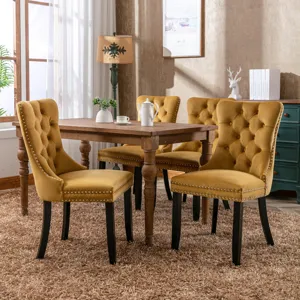 Nikki - Modern, High-End Tufted Solid Wood Contemporary Velvet Upholstered Dining Chair With Wood Le