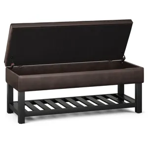 Cosmopolitan - Storage Ottoman Bench with Open Bottom - Distressed Brown