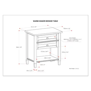Warm Shaker - Bedside Table - Hickory Brown