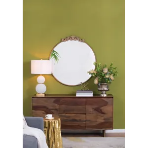 Round Wall Mounted Mirror With Frame For Bathroom Living Room - Gold