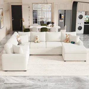 Sectional Sofa Pull-Out Sofa Bed Sleeper With A Storage Ottoman, Three Pillows And Charging Devices 