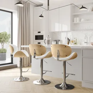 Marana - Bentwood Adjustable Swivel Bar Stool - White / Light Brown