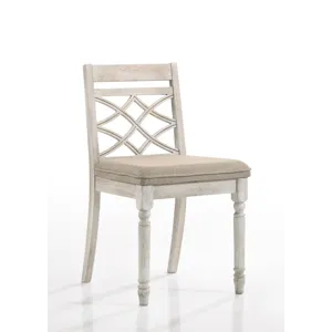 Havanna - 5 Piece Wide Contemporary Round Dining Table With Off White Fabric Chairs (Set of 5) - Vin